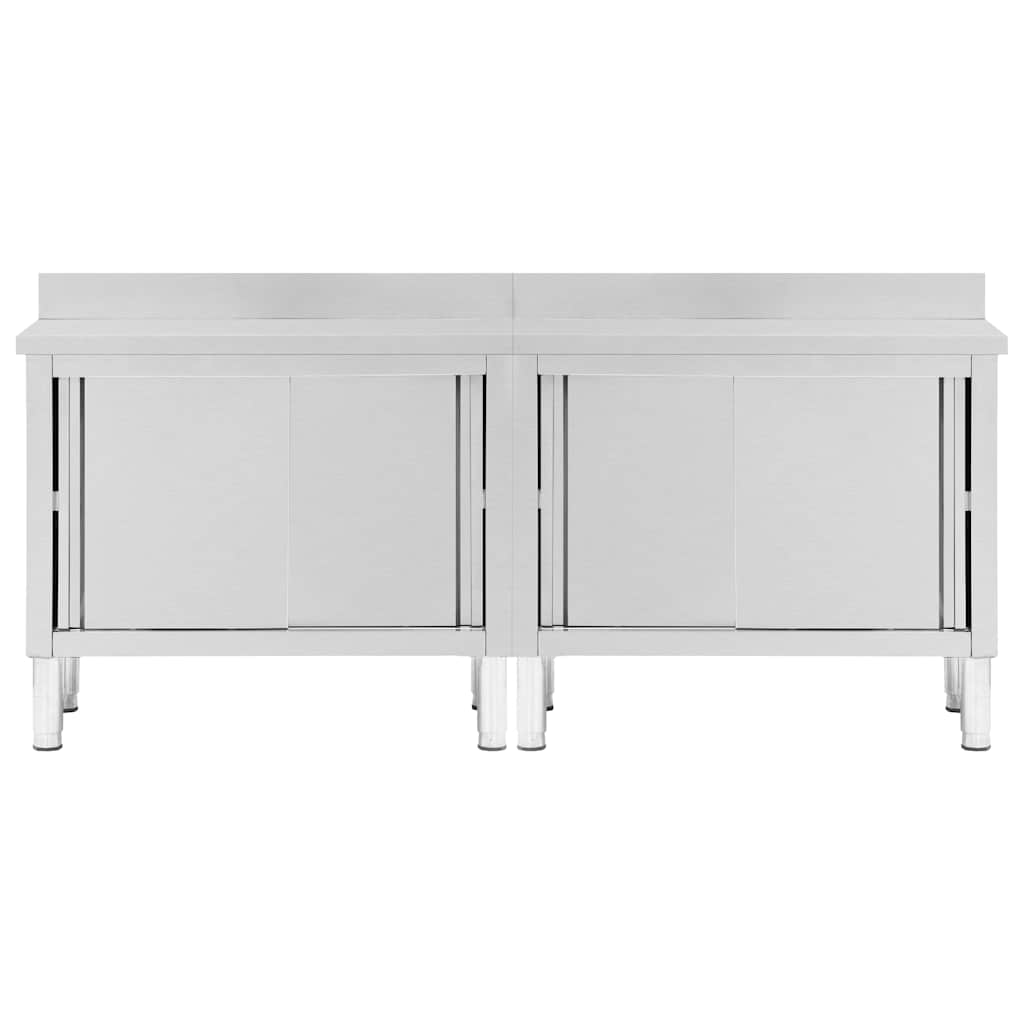 Arbetsbänk Med Skjutdörrar 2 St 200x50x(95-97)cm Rostfritt