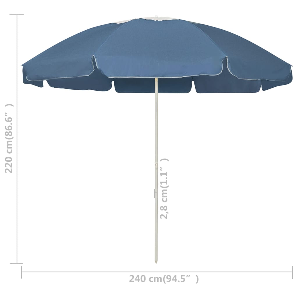 Strandparasoll Svart 200x125 Cm
