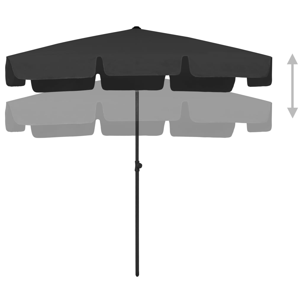 Strandparasoll Svart 200x125 Cm