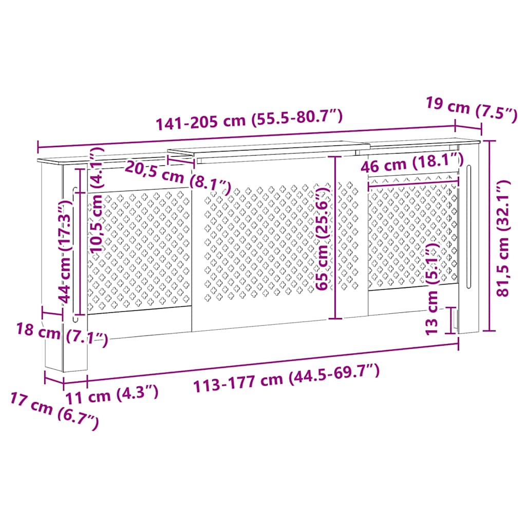 Elementskydd MDF Vit 205 Cm