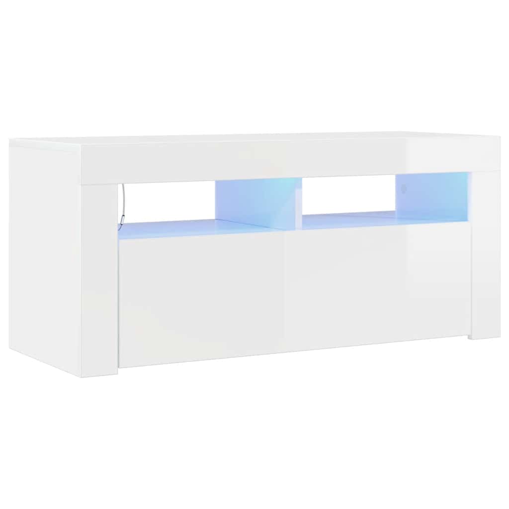 TV-bänk med LED-belysning högglans