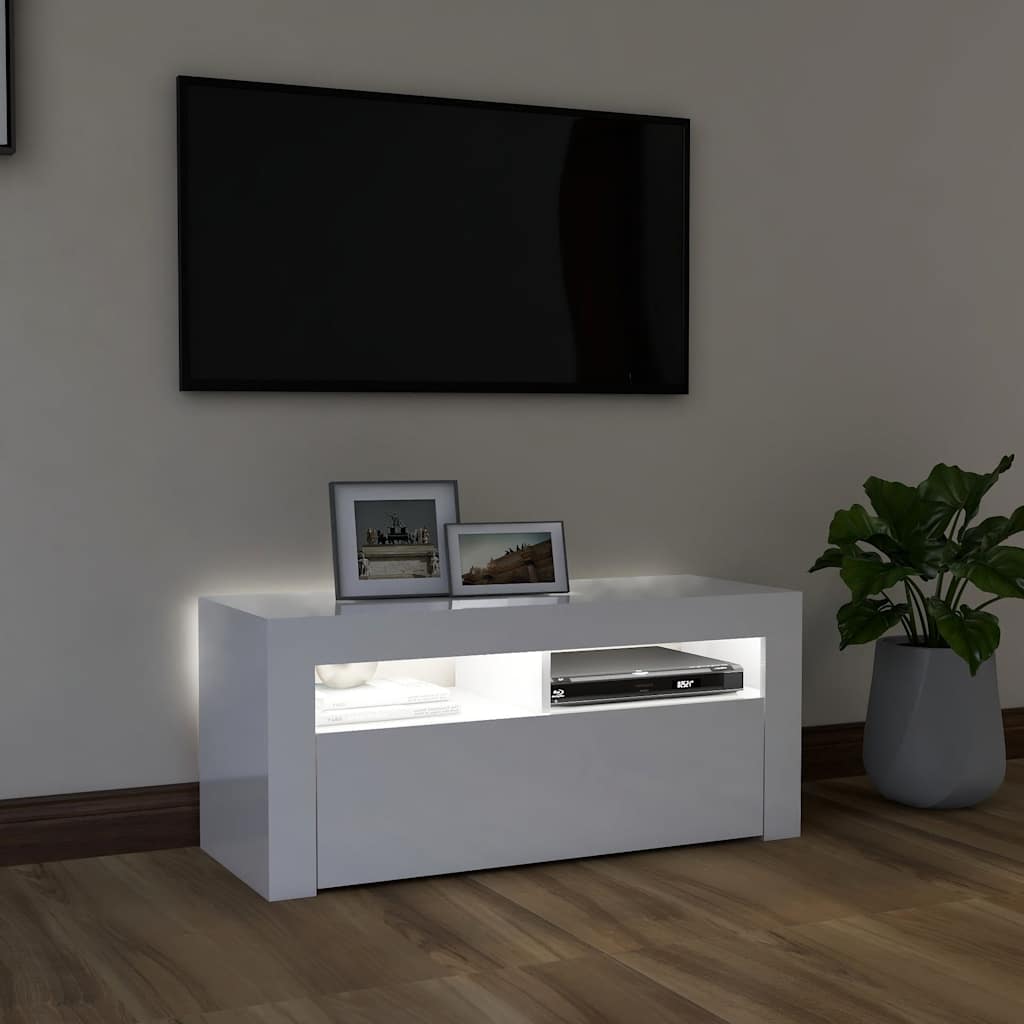 TV-bänk med LED-belysning högglans