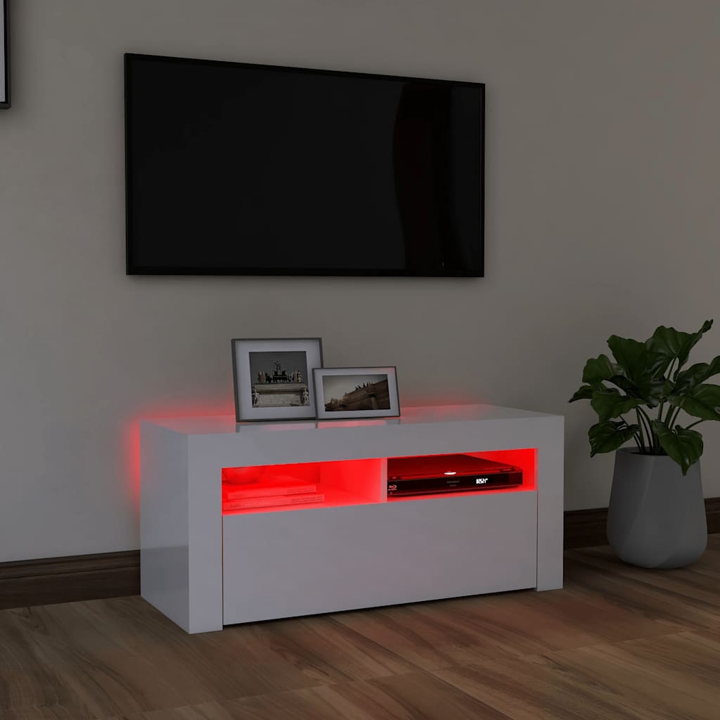TV-bänk med LED-belysning högglans