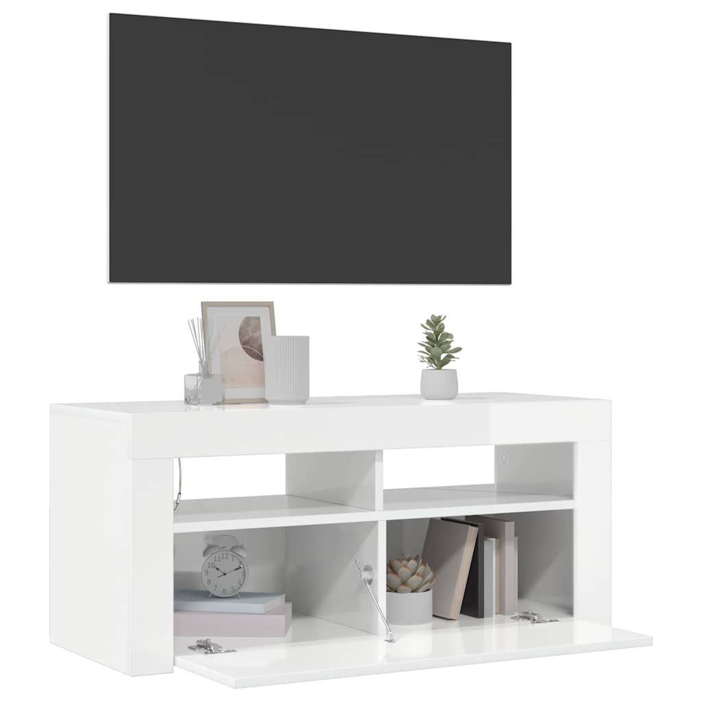 TV-bänk med LED-belysning högglans