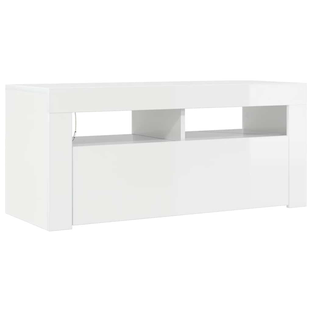 TV-bänk med LED-belysning högglans