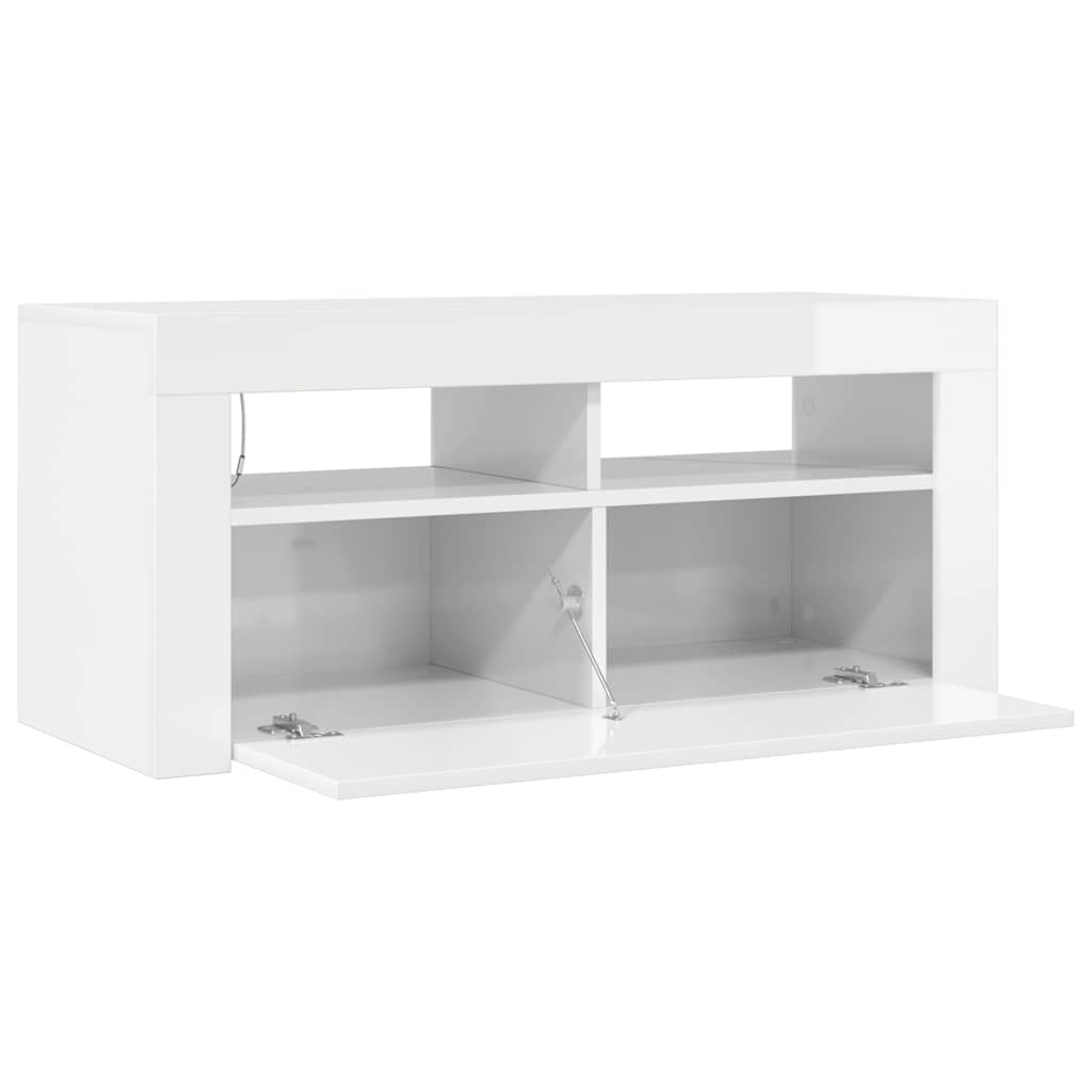 TV-bänk med LED-belysning högglans