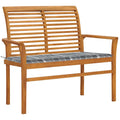 Trädgårdsbänk med dyna rutmönster 112 cm massiv teak