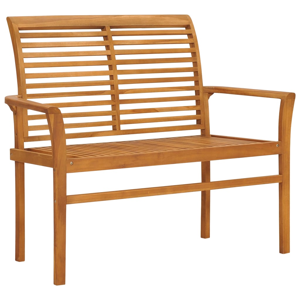 Trädgårdsbänk med dyna rutmönster 112 cm massiv teak