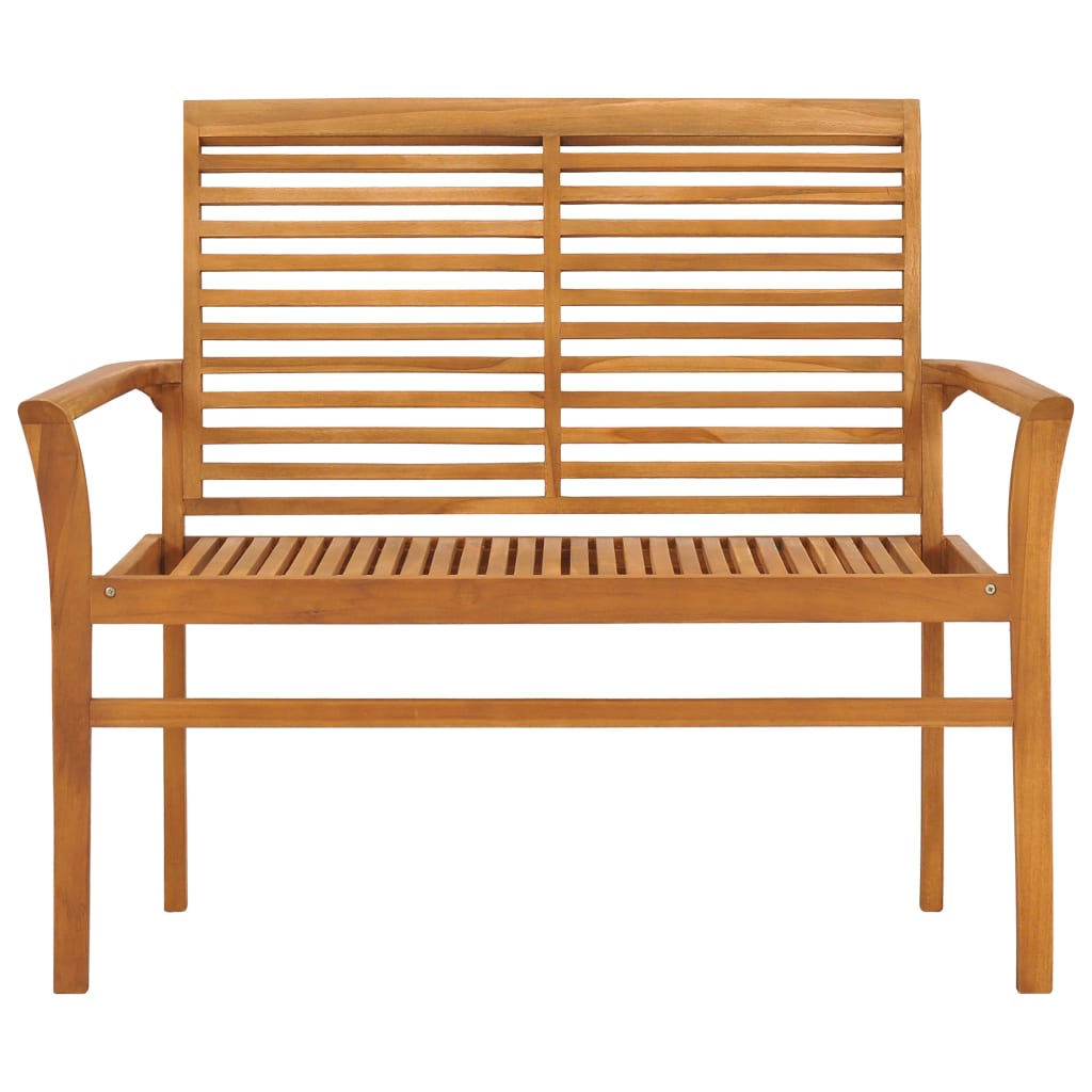 Trädgårdsbänk med dyna rutmönster 112 cm massiv teak