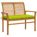 Trädgårdsbänk med ljusgrön dyna 112 cm massiv teak