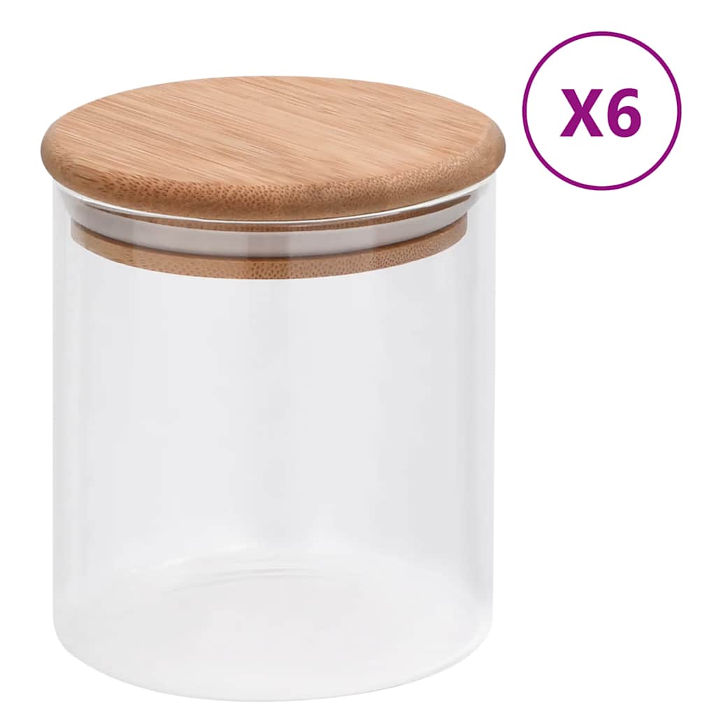 Förvaringsburkar I Med Bambulock 6 St 600 Ml