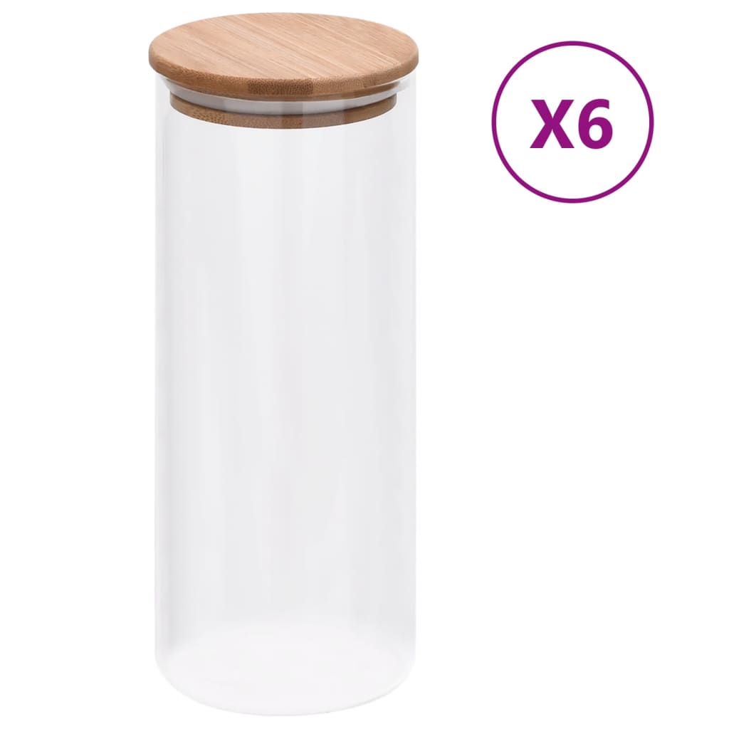 Förvaringsburkar I Med Bambulock 6 St 1000 Ml