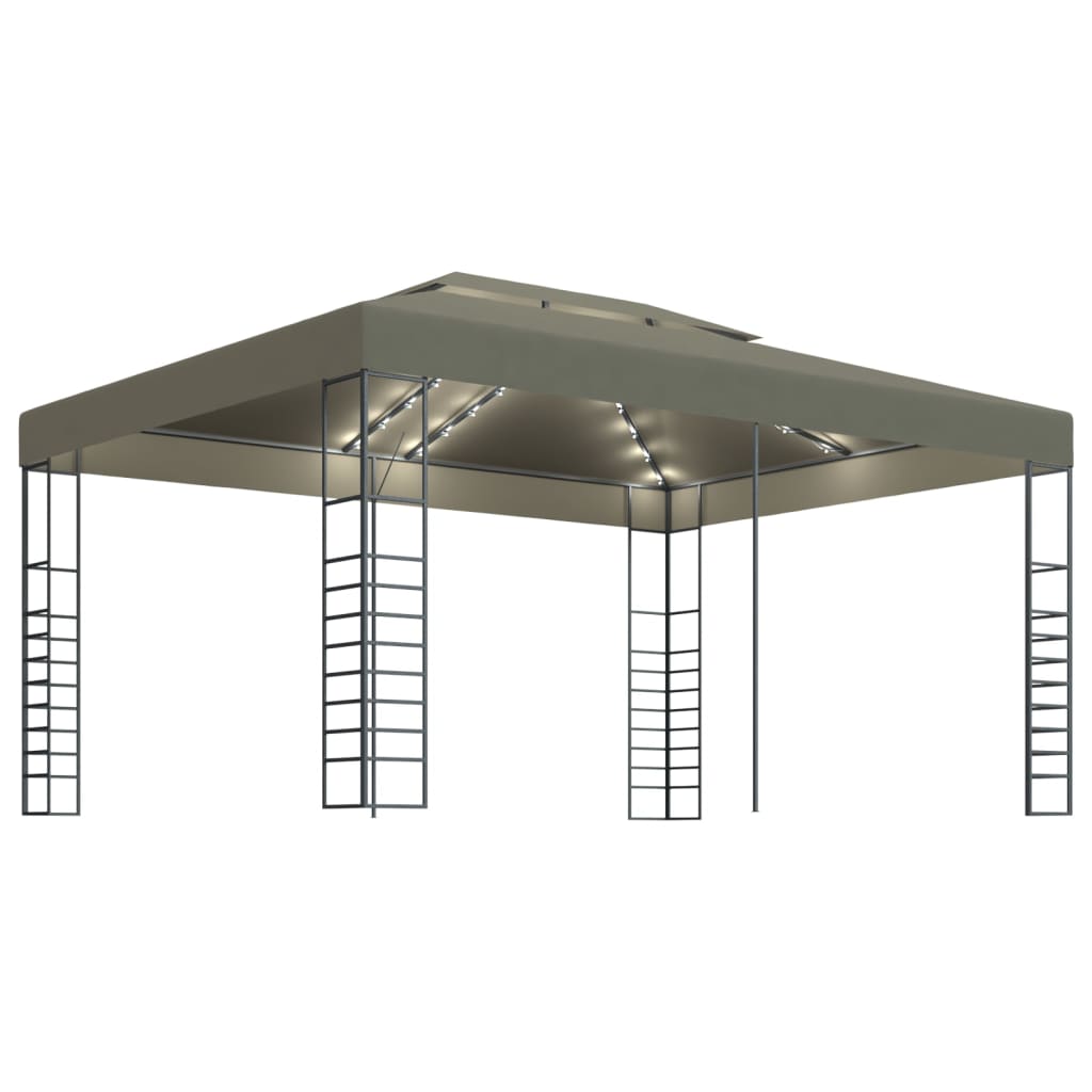 Paviljong med ljusslinga LED taupe