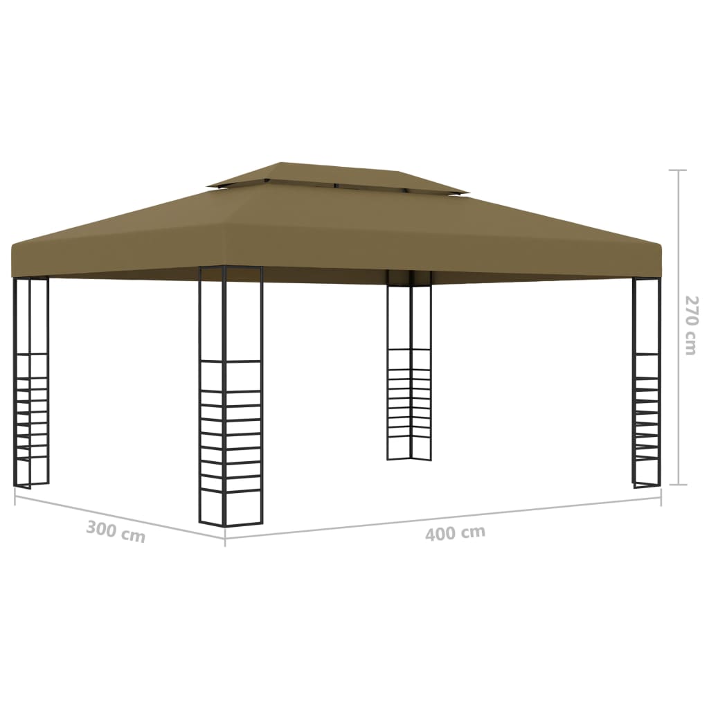 Paviljong med ljusslinga LED taupe