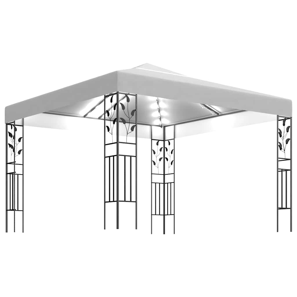 Paviljong med ljusslinga LED aluminium