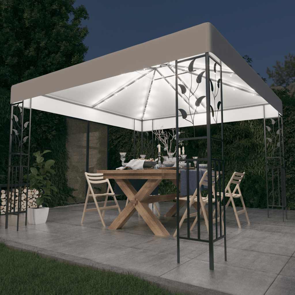 Paviljong med ljusslinga LED aluminium