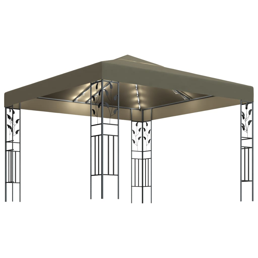 Paviljong med ljusslinga LED taupe