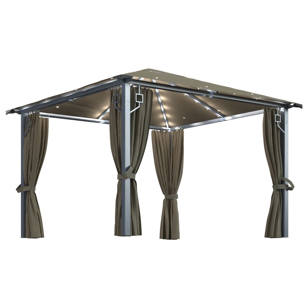 Paviljong Med Gardin & Ljusslinga LED Taupe