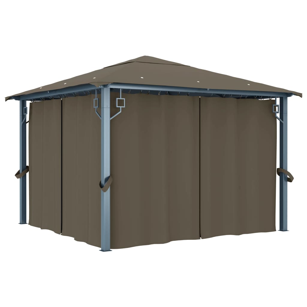 Paviljong Med Gardin & Ljusslinga LED Taupe