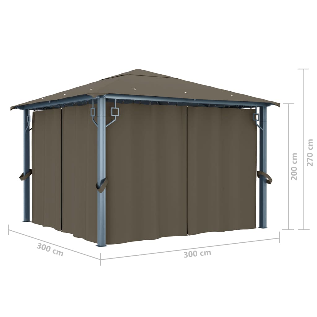 Paviljong Med Gardin & Ljusslinga LED Taupe