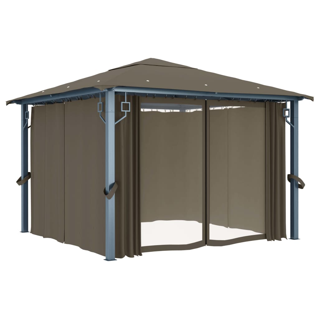 Paviljong Med Gardin & Ljusslinga LED Taupe