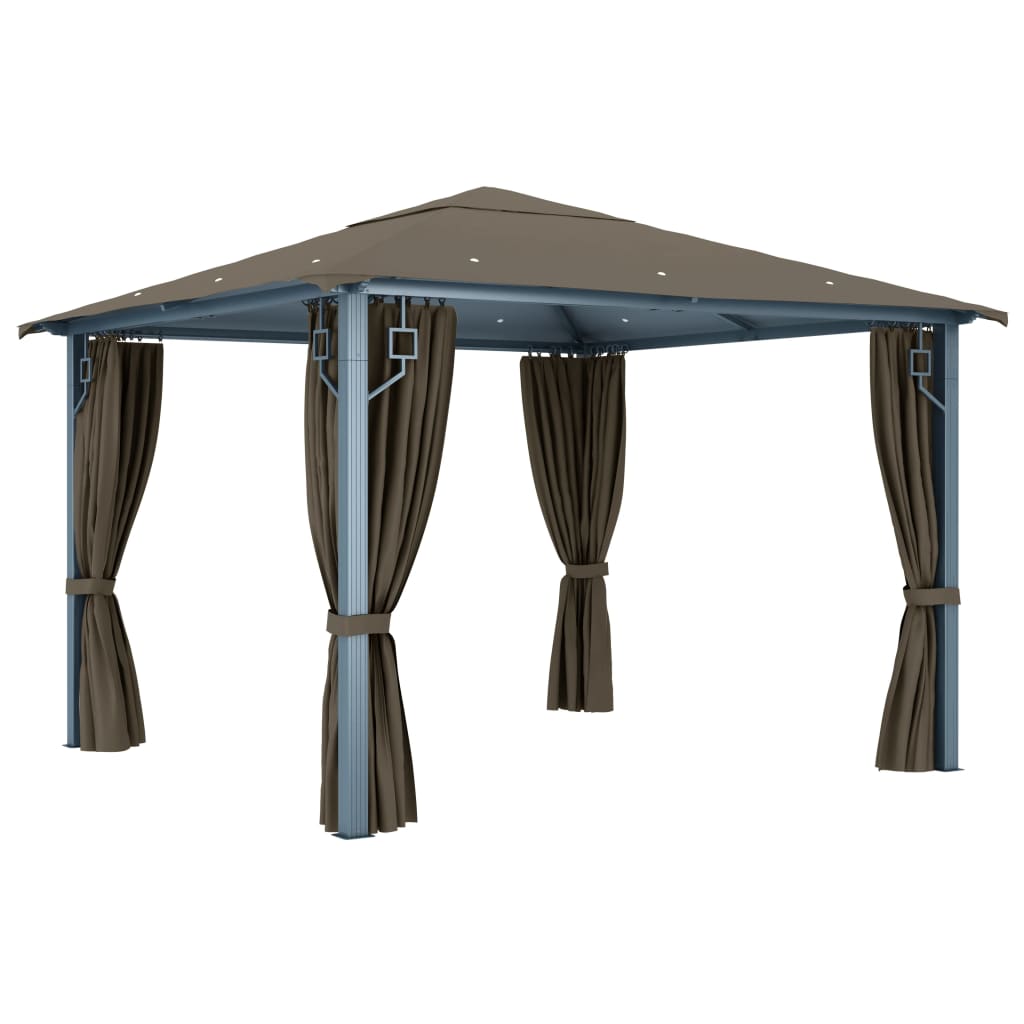 Paviljong Med Gardin & Ljusslinga LED Taupe