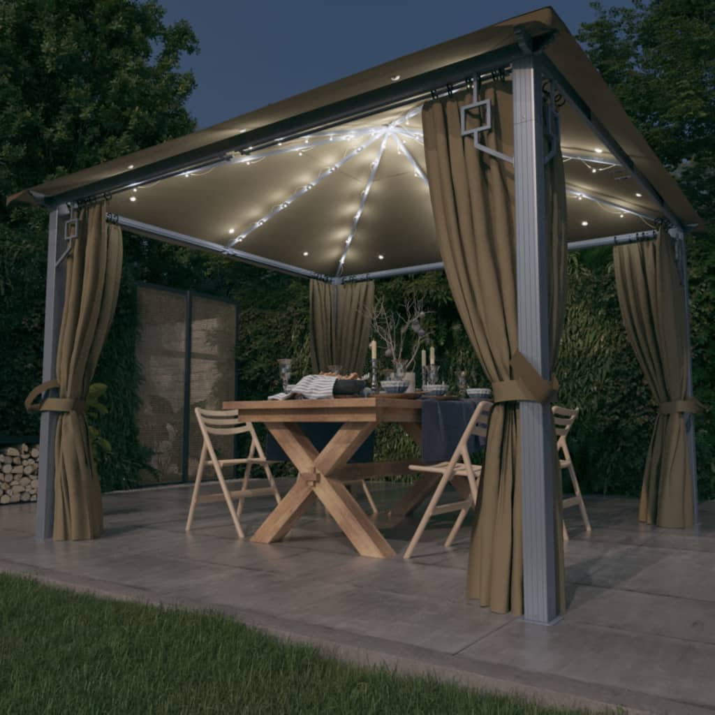 Paviljong Med Gardin & Ljusslinga LED Taupe