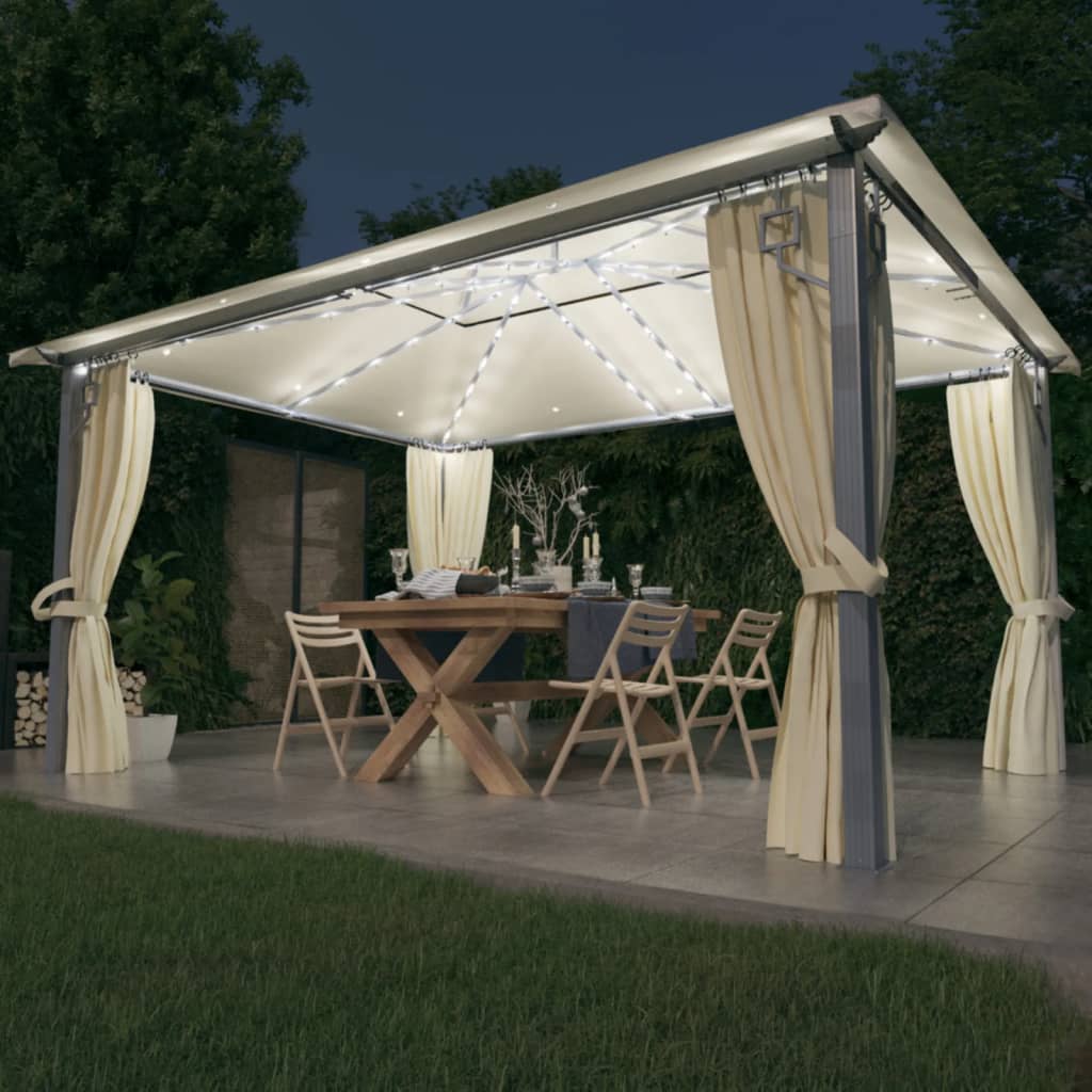 Paviljong Med Gardin & Ljusslinga LED