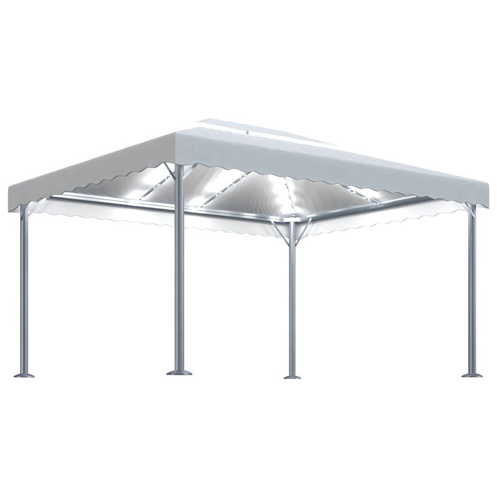 Paviljong med ljusslinga LED aluminium