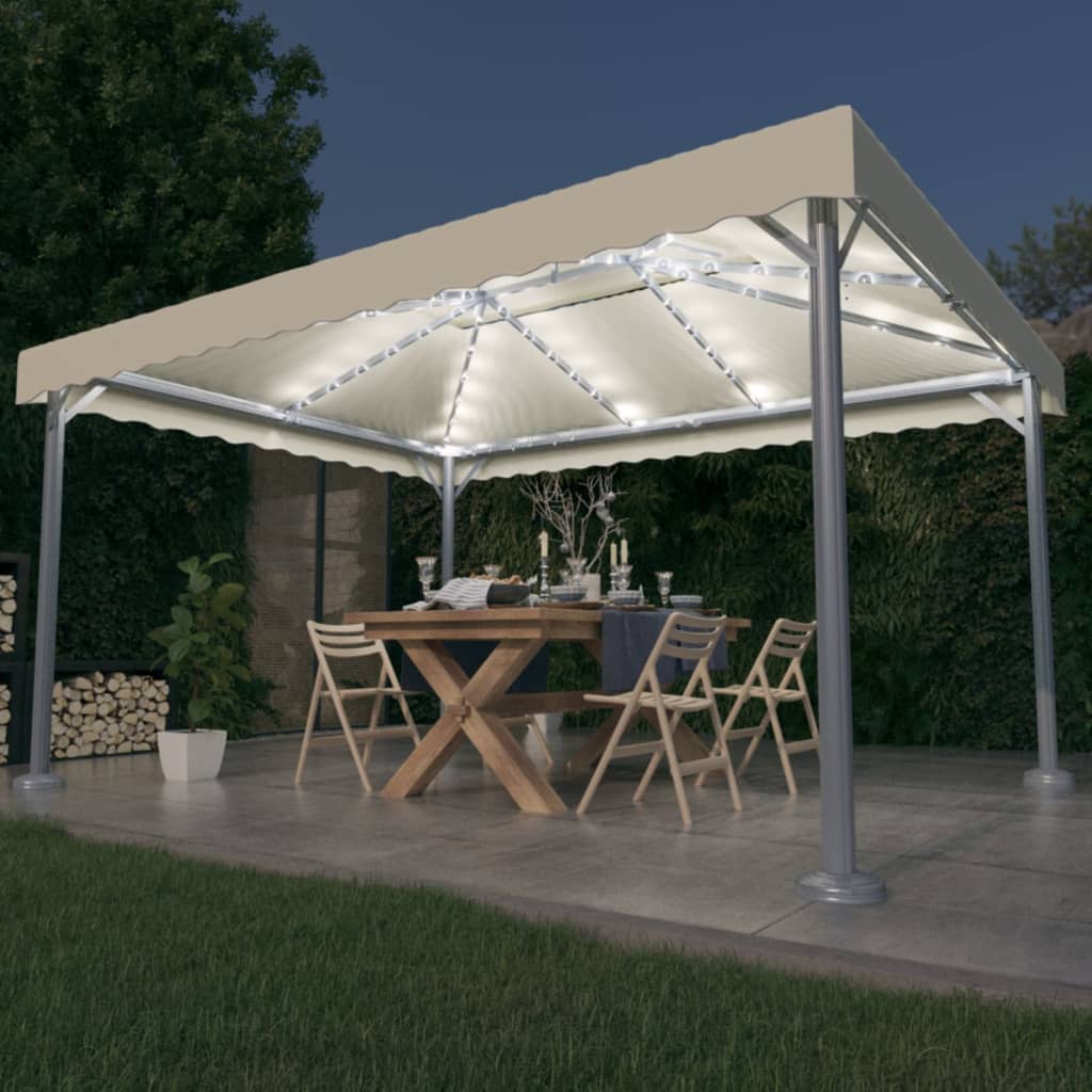 Paviljong med ljusslinga LED aluminium