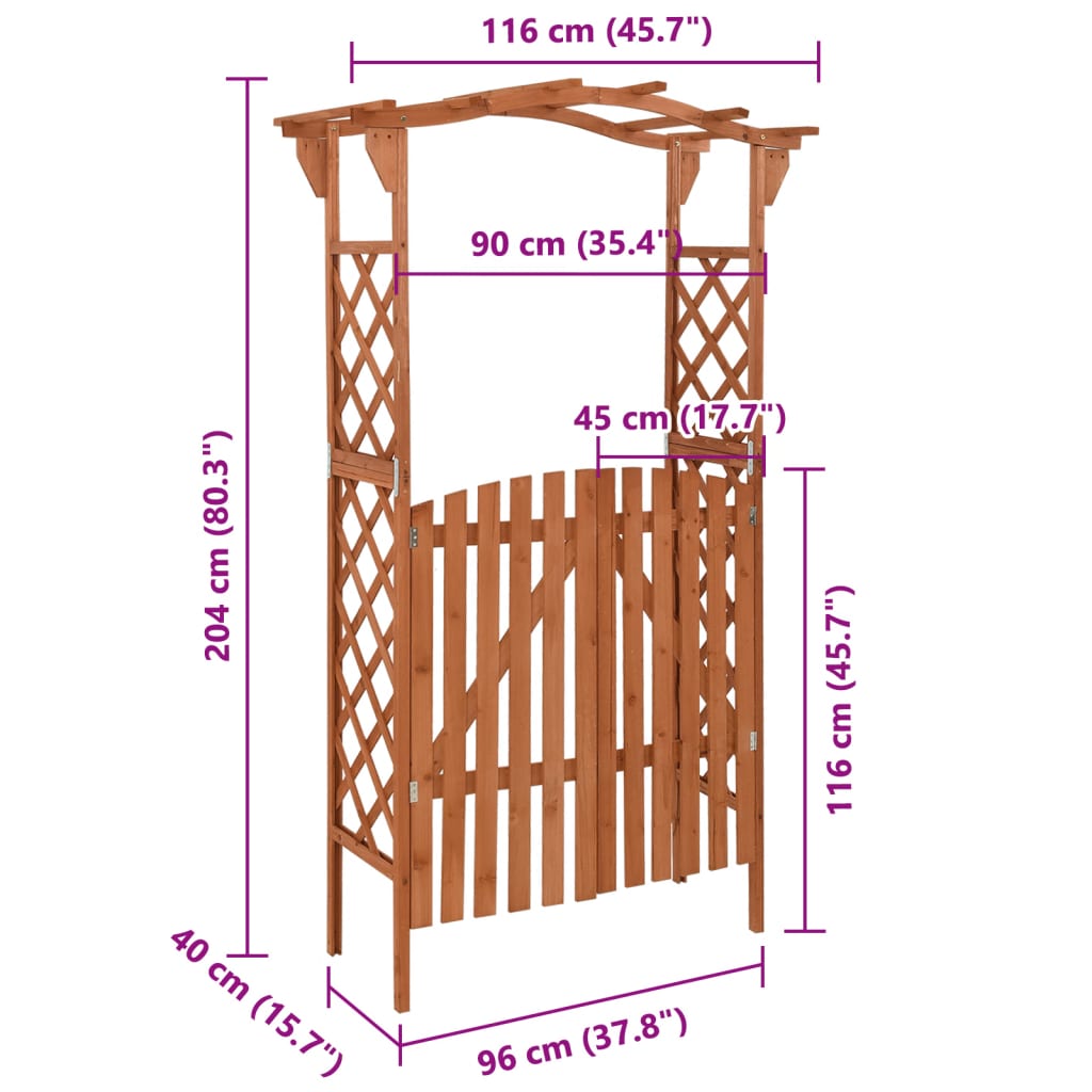 Pergola Med Grind Massivt Granträ