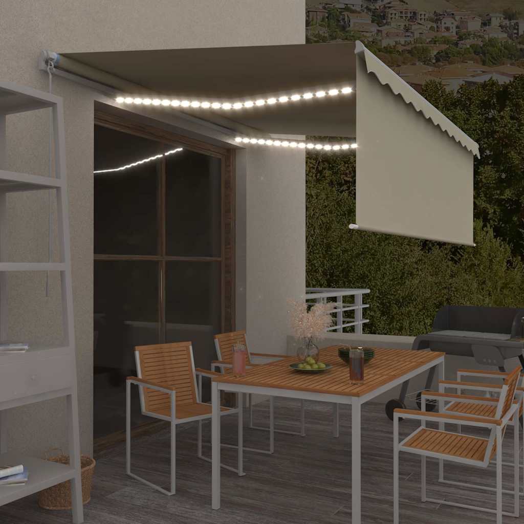 Manuell Markis Med Rullgardin Och LED