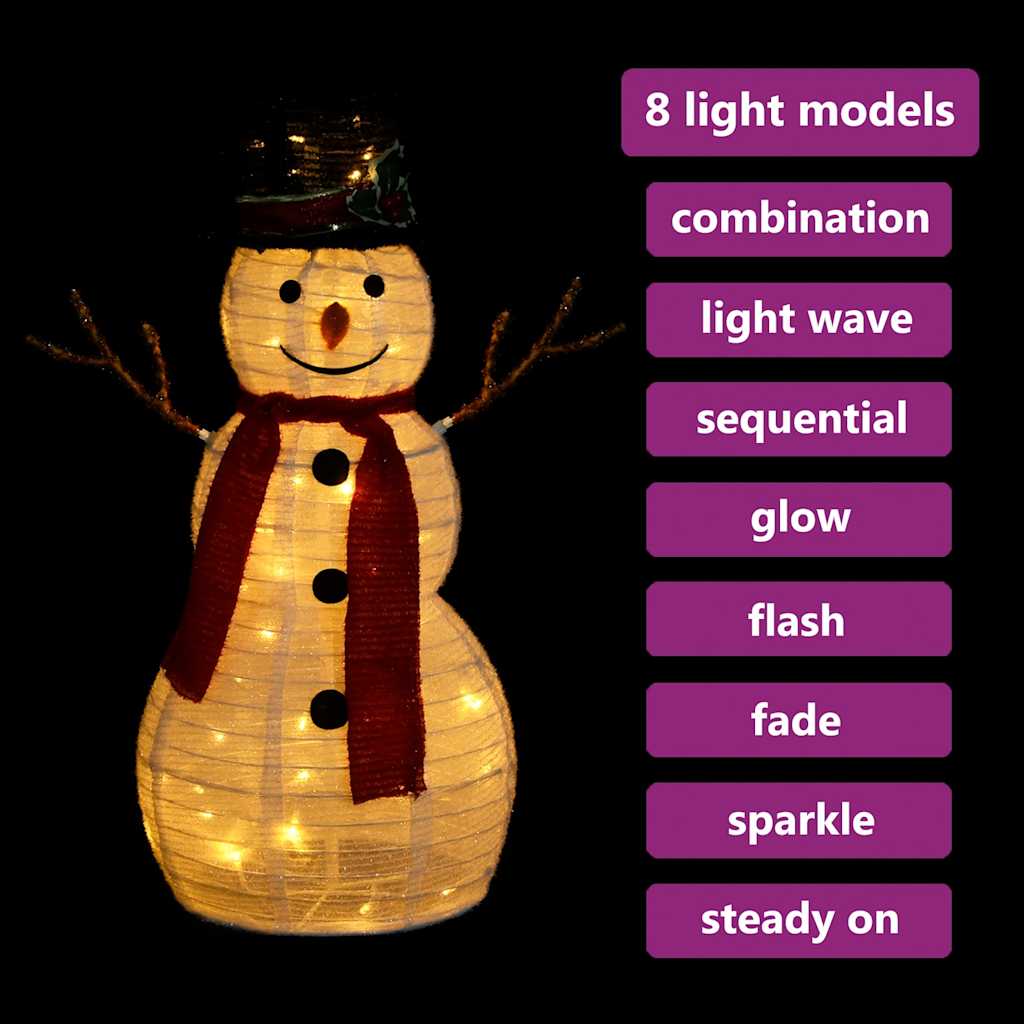 Dekorativ snögubbe med LED lyxigt tyg