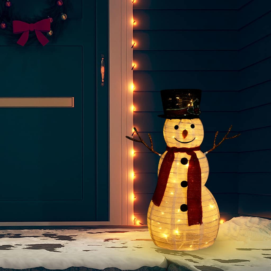 Dekorativ snögubbe med LED lyxigt tyg