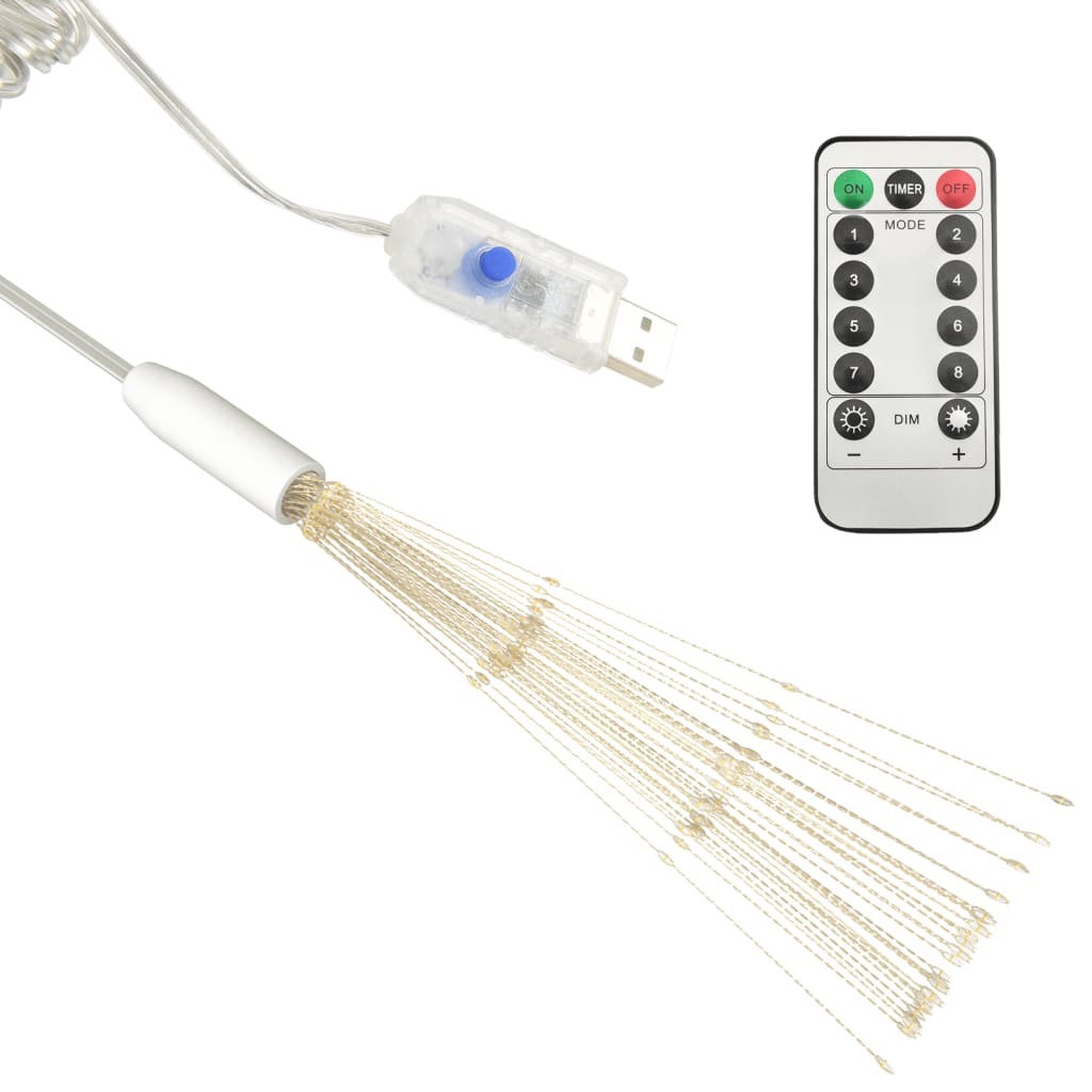Utomhusbelysning fyrverkerier 10 st varmvit 20cm 1400 lysdioder