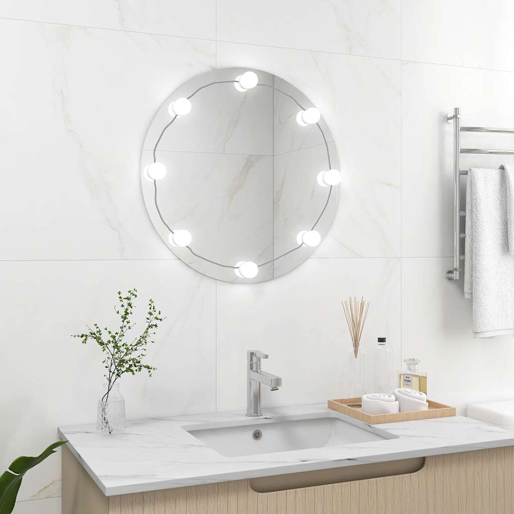 Väggspegel Med LED-belysning Rund