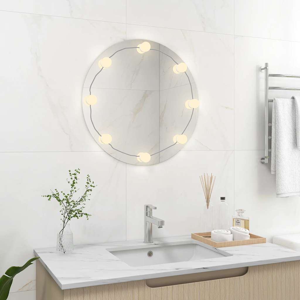 Väggspegel Med LED-belysning Rund