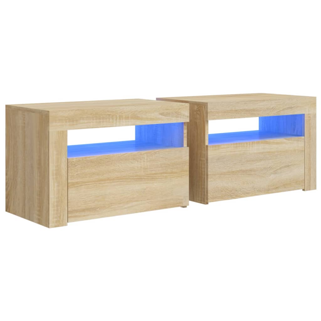 Sängbord med LED-belysning ek