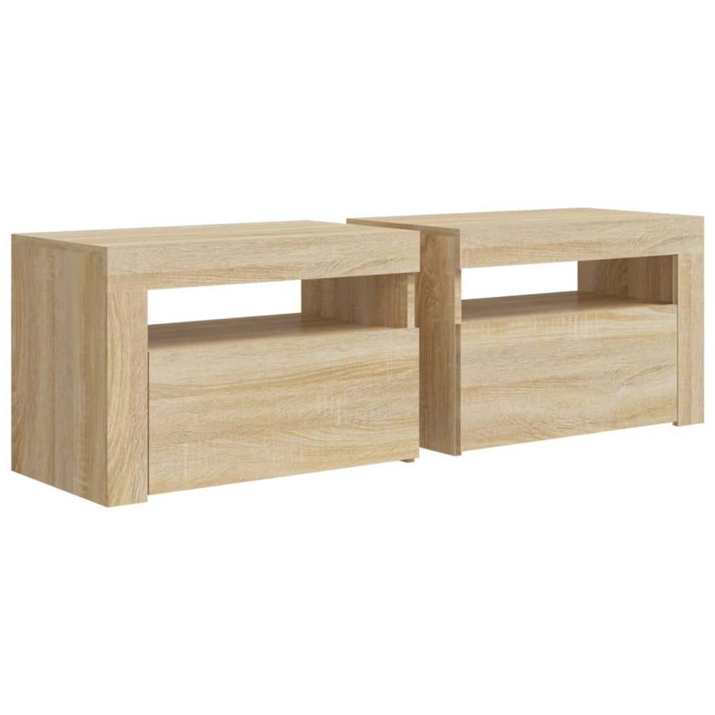 Sängbord med LED-belysning ek