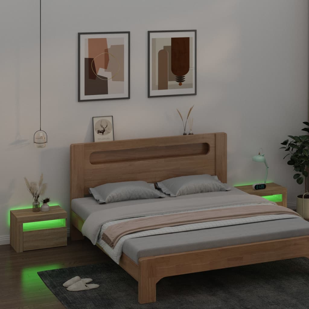 Sängbord med LED-belysning ek