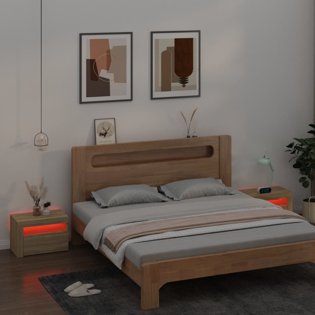Sängbord med LED-belysning ek