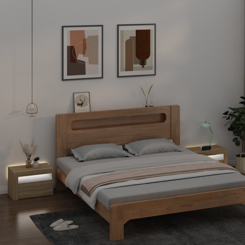 Sängbord med LED-belysning ek