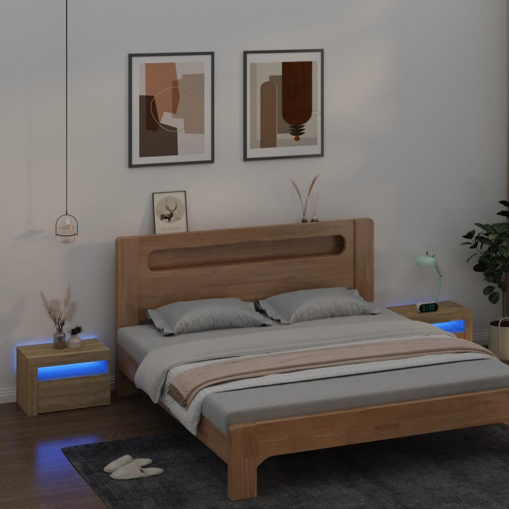 Sängbord med LED-belysning ek