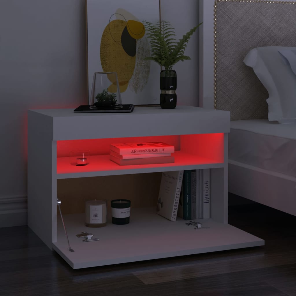 Sängbord Med LED-belysning Konstruerat