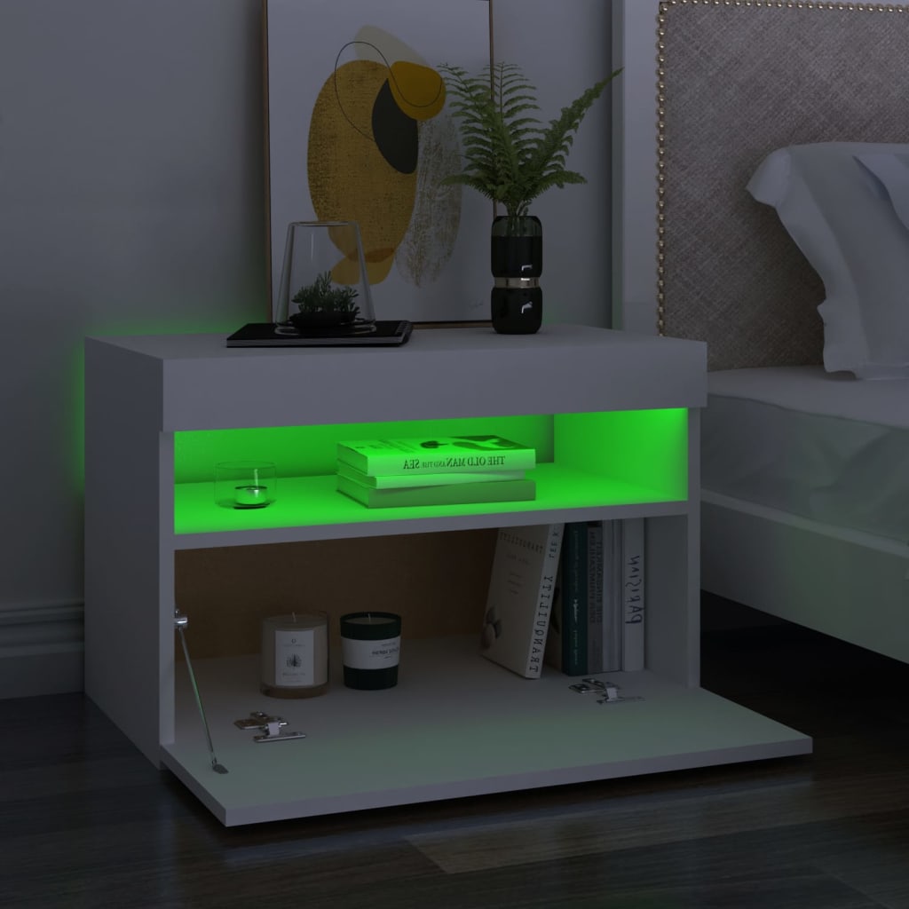 Sängbord Med LED-belysning Konstruerat