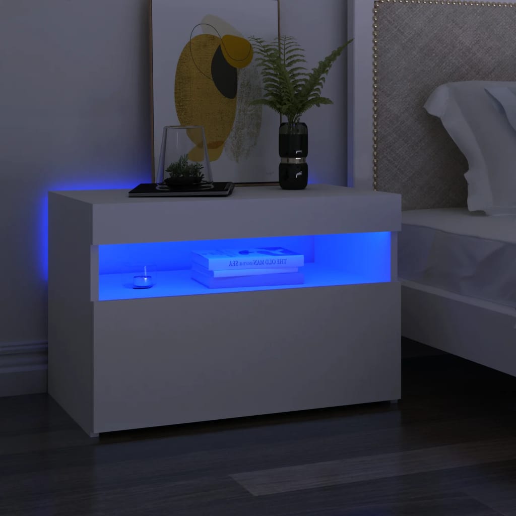 Sängbord Med LED-belysning Konstruerat