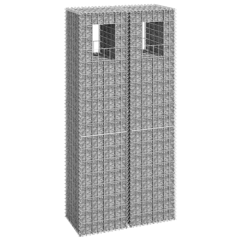 Gabionkorgar 2 st stolpformade järn