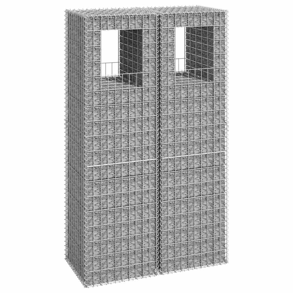 Gabionkorgar 2 st stolpformade järn