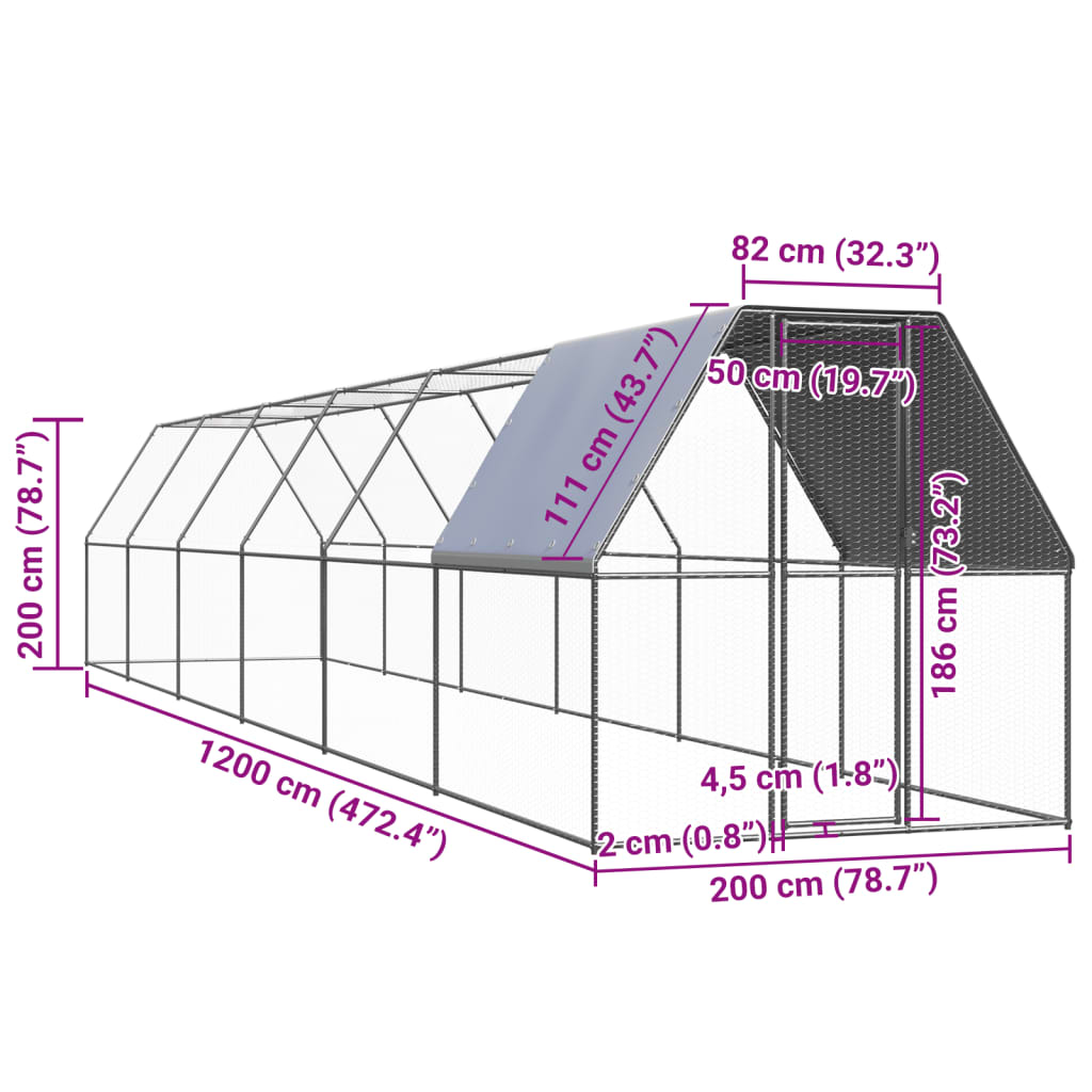 Hönsbur för utomhusbruk galvaniserat stål