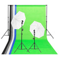 Studiobelysning inklusive bakgrunder & paraplyer
